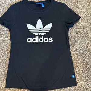 Adidas Black Tee with White Trefoil Logo
